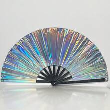 1pc Fashionable Laser Folding Fan, Party Decor To Set The Atmosphere, Lightweight & Portable For Travel, Stylish & Refreshing For Summer Outings, Photography Prop To Elevate The Look, Accessory For Street Style - Hand Fan - View 4