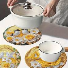 Bộ 4 tấm lót bàn tranh đính đá hình hoa hồng vàng và chim, tranh khảm đá pha lê tròn chịu nhiệt, bộ dụng cụ thủ công mỹ nghệ, trang trí bàn ăn nhà bếp, quà tặng thủ công, thích hợp trang trí nhà cửa hoặc làm quà tặng cho gia đình và bạn bè vào dịp sinh nhật và ngày lễ. - Xem 10