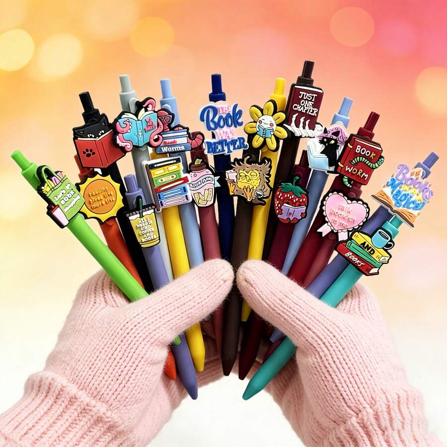 1/6/12/18 Pcs Book Lover Gift Set Fun Pens Inspirational Appreciation Gift For Book-Loving Teachers, Students, And Readers Ballpoint Pens Graduation Reading Club Gathering Gift,School And Office Supplies