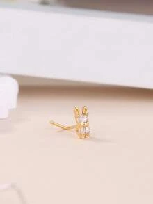 1 chiếc khuyên mũi hình chữ L 20G hình thỏ dễ thương đính đá CZ trong suốt, vàng/bạc, trang sức xỏ lỗ mũi tối giản phù hợp cho hàng ngày, đi biển và dự tiệc. - L193 - Xem 7