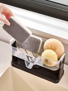 1pc Suction Cup Kitchen Sink Storage Rack Space Saving Detachable Dishcloth Organizer Non-Slip Self-Draining Sponge Drain Holder - View 13