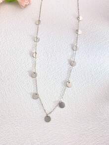 1 chiếc dây chuyền mặt dây chuyền hình tròn đính sequin và tua rua bằng bạc Sterling S925, món quà trang sức tinh tế dành cho phụ nữ. - tua rua - Xem 5