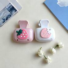 2pcs Cute Pink & White Strawberry Pattern Toothbrush Covers, Pink & Blue Heart Pattern Toothbrush Holders, Strawberry Heart & Cherry Pattern Toothbrush Stands, Suitable For Home, Dorm, Bathroom, Travel, Convenient To Carry - Nhiều màu - Xem 4