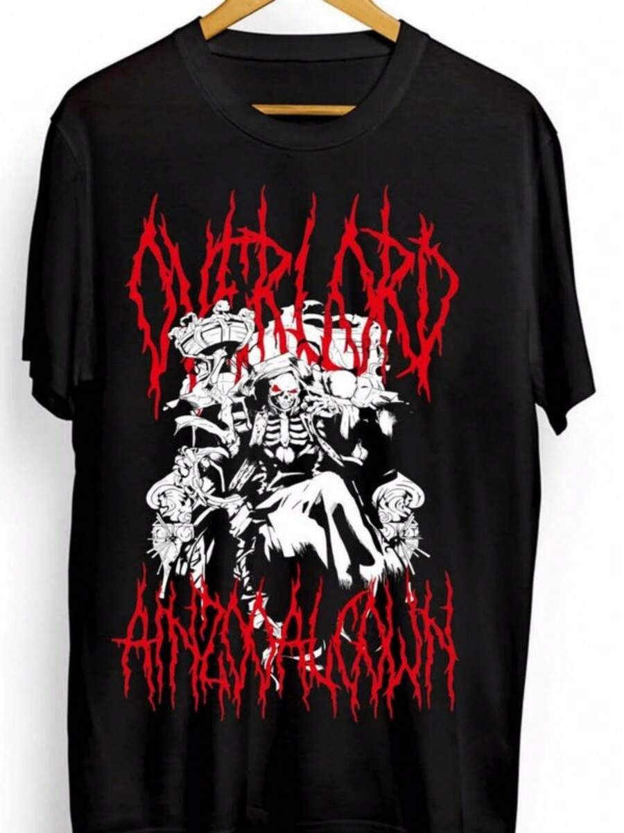 Overlord New Unisex-Shirt Overlord Ainz Ooal Gown Anime Manga Graphic Tee - Black - View 1