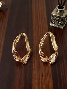 1对时尚优雅几何水滴耳环 - 水滴耳釘 - 查看 3