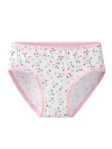 6pcs/Pack Young Girl' Ditsy Floral & Heart Print Comfortable Cotton Briefs, Assorted Styles For Toddlers & Little Children - Pink - View 7