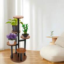 6 Tier Plant Stand For Indoor Plants – Tall Wood & Metal Display Rack With Wide Base, Space Saving Corner Flower Pot Stand For Living Room Balcony, Easy Assembly - View 4