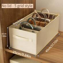 1 pieza Organizador de almacenamiento multifuncional de 5 rejillas, caja de almacenamiento para bolsas/ropa/pantalones, caja de almacenamiento a prueba de polvo y ahorradora de espacio para mochila, armario, divisor de armario - Beis - Ver 5