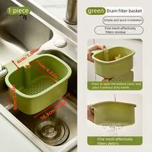 1pc Hanging Sink Drain Basket, Kitchen Sink Separate Food Residue Filter Basket, Press To Drain Without Dirty Hands - One Size Fits All - View 1