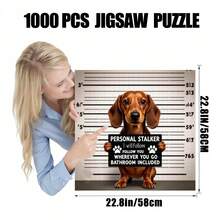 1 Box (500/1000 - -Pcs) Paper Puzzle, Cute Dachshund Cartoon Design, Dog Holding A Sign With Witty Text, Adorable Expression, Brain Challenge, For Family Fun, Solo Time, Rainy Day Leisure, Happiness-Boosting Puzzle Experience, Fits Minimalist Fun - 1 Hộp (1000 chiếc) - Xem 2