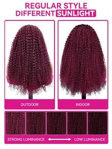 ISEE Tóc giả xoăn dài 16-28 inch, độ dày 180%, màu đỏ rượu vang, không cần keo hoặc lưới, đường chân tóc tự nhiên, tóc giả nửa đầu có thể đảo ngược, phù hợp cho người mới bắt đầu, sử dụng hàng ngày. - S99J - Xem 7