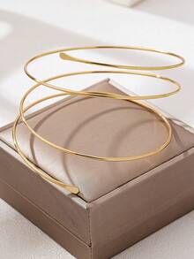 Minimalist Gold Wire Anklet, Dainty Three-Layer Wrap Ankle Bracelet, Cute Beach Foot Jewelry Accessory-No Gift Box - Yellow Gold - View 2