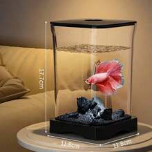 Acvariu creativ anti-cădere, acvariu mic din plastic pentru amenajarea peisagistică, acvariu minimalist pentru pești aurii, acvariu mic decorativ pentru birou gros, acvariu mic pentru reproducerea reptilelor, incubator, acvariu pentru reproducerea peștilor, consumabile pentru acvarii, pește, acvariu, decor pentru acvariu, consumabile pentru acvariu, broască țestoasă, meduză, decor pentru casă, decor pentru pești - Multicolor - Vizualizare 7
