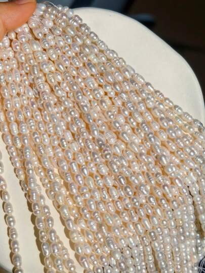 28-29pcs, 0.4-0.5cm/0.16-0.2inch White Freshwater Pearl With Straight Hole, Elegant Accessory For Bracelets And Necklaces, Handmade DIY Jewelry Supplies