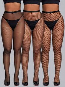 4pairs Women Hollow Out Fashionable Fishnet Goth Tights For Daily Life - Đen 4 - Xem 11