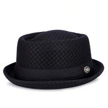 1pc Fashionable Hat, British Style Jazz Hat, Breathable Mesh Flat Brim Sun Hat, Foldable, Polyester, Suitable For All Seasons - A - View 8