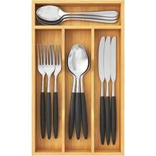 Silverware Drawer Organizer, Utensil Tray For Kitchen, Flatware And Cutlery Holder, Storage For Spoons Forks Knives, 6.7 X 12", Natural - 1 - View 2
