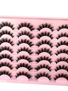 14 Pairs Cartoon Style Faux Mink Cat Eye False Eyelashes, Natural & Thick, Makeup Essential For Travel - Black - View 6