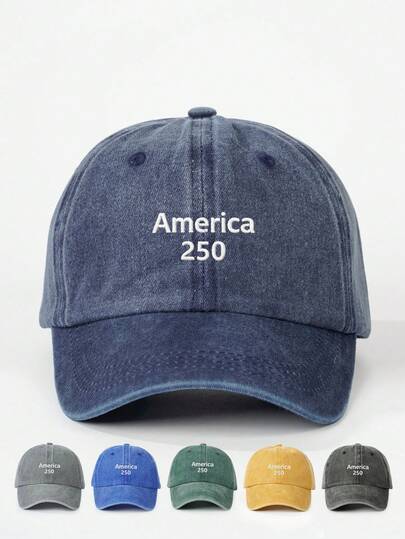 1pc Embroidered America 250 Washed Baseball Cap, Adjustable Outdoor Sun Protection Casual Hat For St. Patrick's Day, Personalized Embroidery Baseball Cap, Street Fashion Outdoor Sun Protection Casual Hat For Spring And Autumn Travel, Beach Holiday