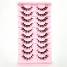 10 Pairs Transparent Band 3D Faux Mink False Eyelashes Soft Fluffy Natural Long Thick Volume Wispy Reusable Daily Wear Lashes - Black - View 3