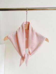 1pc Solid Color Knitted Triangle Scarf, Korean Style Versatile Warm Neck Wrap, Polyester Casual Accessory - Multicolor - View 2