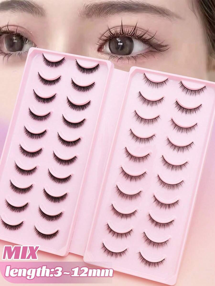 AYRMILLA 20Pairs Cat Eye Eyelashes Fox Natural False Eyelashes Fluffy Soft Dramatic 3D Mink Eye Black Thin Long Lash Multi-Layer Short Thick Eyelash Extended Large Volume Makeup Cross Wedding Parties Club Daily Work Meetings Comfortable Lashes - 黑色 - 查看 1