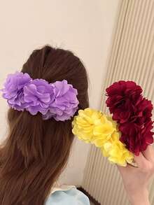 1pc 2026 New Rose Flower & Banana Clip, Hair Claw Clip For Updo Hairstyle - Multicolor - View 2