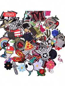 70/50/20pcs Random Embroidered Iron-On Patches, Suitable For DIY Clothing And Accessories - Hats, Jeans, Dresses Etc. With Unique Designs, Cute Cartoon Embroidered Appliques (Assorted Sizes) - Multicolor - View 11