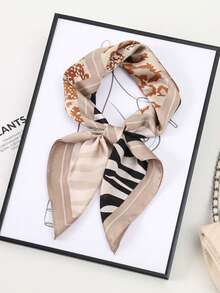 1pc Bandana With Leopard Print & Geometric Pattern, Suitable For Daily Use As Scarf, Headband, Or Neckerchief - Multicolor - View 7