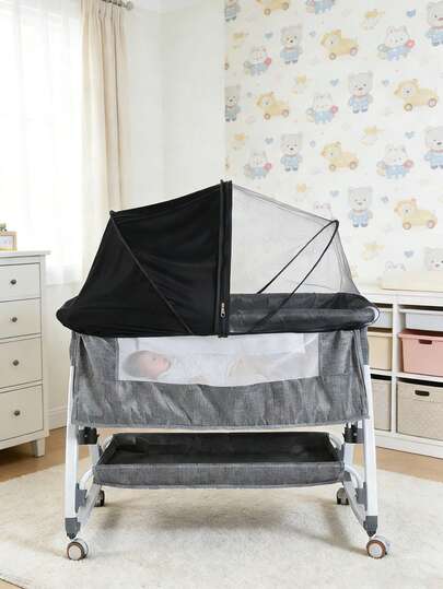 1件婴儿蚊帐摇篮蚊帐，新生儿组合功能便携式遮阳蚊帐，多功能婴儿蚊帐