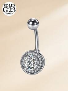 14G Anillos de ombligo de aleación de titanio G23 flotantes para mujeres, anillos de ombligo con CZ de respaldo plano, barra de ópalo en forma de corazón curvo, joyería de piercing de ombligo 10mm - Plateado - Ver 4