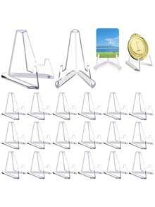 20个透明卡片展示架，亚克力卡片夹，迷你卡片展示架，适用于体育卡、集换式卡、分级卡展示，也可用于派对、婚礼、节日收纳、号码牌收纳、毕业典礼招待会等场合。 - 白色 - 查看 12