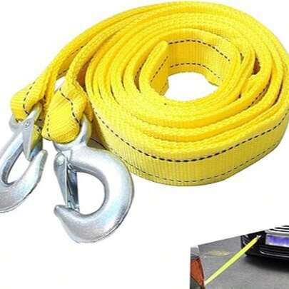 Winch Line For Heavy Vehicles (With Hook); 5-Ton Nylon Strap Winch Lines (With Forged D-Shaped Hook); 4-Meter Reflective Emergency Retrieval Rope