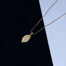 1件不锈钢链条树叶吊坠项链，时尚奢华优雅设计，百搭春夏珠宝礼品 - 樹葉 - 查看 2