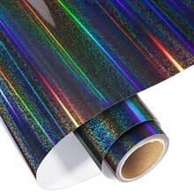 Holographic Adhesive Vinyl Roll 12\ X5ft Glitter Grey Permanent Vinyl Rainbow Craft Vinyl For Cutter For DIY Cup Decals, Home Decor - xám - Xem 1