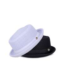 1pc Fashionable Hat, British Style Jazz Hat, Breathable Mesh Flat Brim Sun Hat, Foldable, Polyester, Suitable For All Seasons - A - View 4