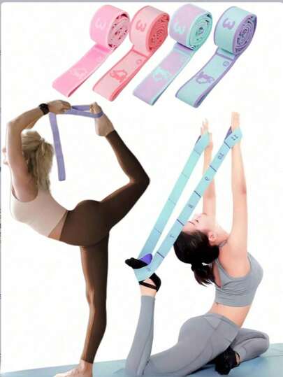 1 pièce Bande de résistance avec poignées - Bande d'étirement de yoga, convient pour l'équipement d'étirement, les sports et l'entraînement de flexibilité - Bande d'étirement du fascia, des ischio-jambiers et des jambes