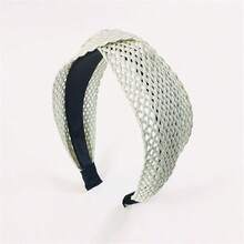 1pc Bag Hollow Out Fabric & Plastic Headband, 7cm Wide, Suitable For Daily Wear - Multicolor - View 5