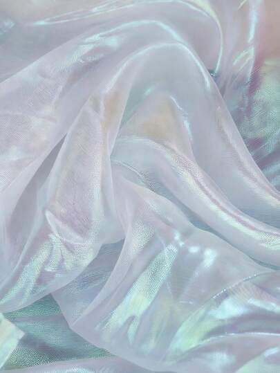 1pc White Fluorescent Organza Fabric, For Bridal Gown, Performance Dress, Handmade DIY Veil Pre-Cut Material