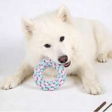 4-Piece Plaid Pet Doll Set: Chew-Resistant Rope Toys Including Bone, Ring, Braided Stick For Dental Care, Stress Relief And Interactive Play. , Handmade Pet Supplies. - Multicolor - View 3