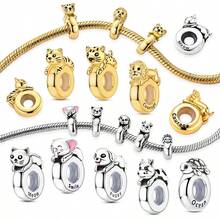 Charm Dog Clasp Charm Universal Buckle Animal Rubber Stopper Beads Fit Bracelet Diy For Woman Jewelry - Gold Or Silver - View 1