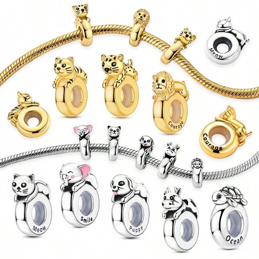 Charm Dog Clasp Charm Universal Buckle Animal Rubber Stopper Beads Fit Bracelet Diy For Woman Jewelry - Gold Or Silver - View 1