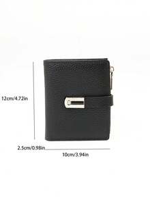 Women's Short Genuine Leather Wallet, Fashionable Snap Closure, Magnetic Open Design, Multi-Function Anti-Theft Bifold Card Holder, Zipper Coin Purse, Exquisite Gift Box Packaging, Great Gift - Black - View 8