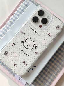 1pc Ghostly Cat Polka Dots Wing Phone Case For IPhone17ProMax 17 16 15 14 13 12 11 16PRO MAX 16PLUS 15Pro Anti Drop Dustproof Simple Cover - White - View 3