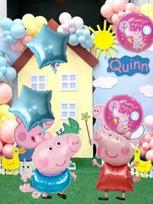 MASSDI Peppa Pig Cartoon Cute Birthday Party Decoration Set - Peppa Pig Balloon Set, Suitable For Wall Decor Background And Balloon Decor For Birthday Celebration Party - 1pc(random color) - View 2