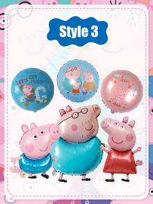 MASSDI 5pcs/Set Cartoon Peppa Pig Foil Balloons, Birthday Party Decorations, Peppa Pig Themed Balloon Set, Birthday Party And Background Decor - 1pc(random color) - View 8