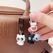 2个/套 可爱黑白猫咪钥匙扣 - 适用于背包和钥匙链 - 彩色 - 查看 5