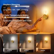 Lampe murale à capteur de cristal, lampe de décoration murale en acrylique, rechargeable par USB sans fil, 3 couleurs réglables, batterie longue durée, éclairage doux, préservant les yeux, convient pour armoire, placard, escalier, couloir, chambre, bureau, salle de bain, cadeau de Noël et d'anniversaire - Multicolore - Voir 5