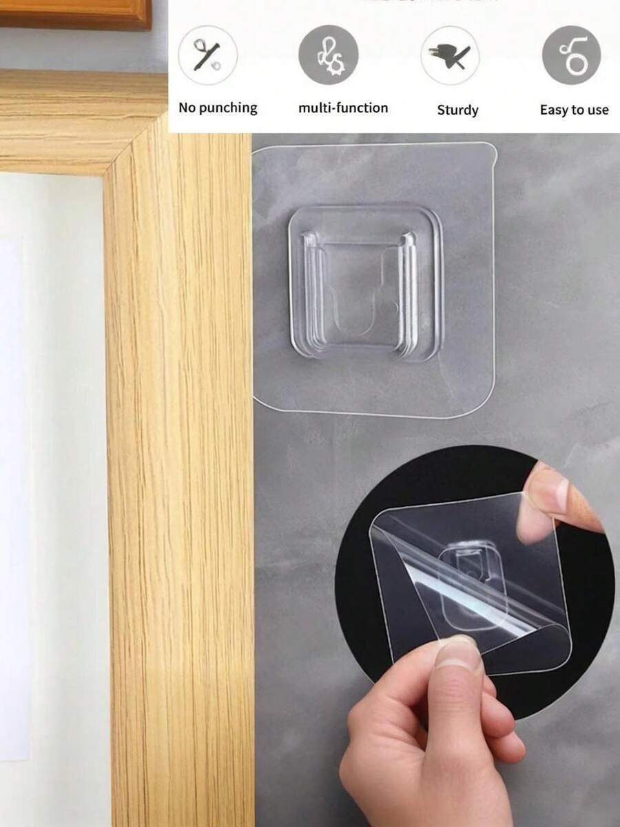 10 Pairs Strong Sticky Hung Double Sided Patch Hook Buckle Transparent Adhesive Wall Hooks Cup Sucker