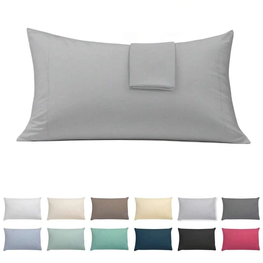 Ecommerc3 Pillowcase Pack Of 2, Cotton, 45x100 Cm, Flap Closure, Wide Variety Of Colors - 銀灰 - 查看 1